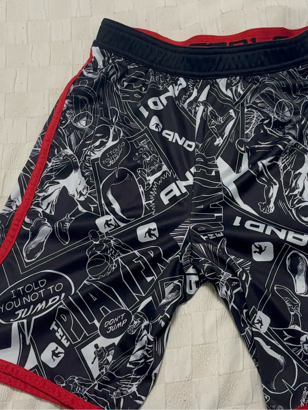 Kids Black & Red Graphic Athletic Shorts